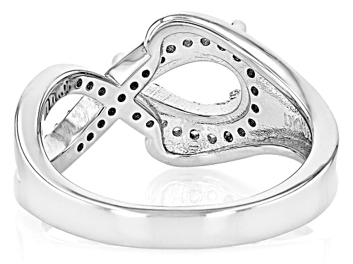 Semi-Mount Pear 9x6mm Rhodium Over Sterling Silver Ring with Zircon Accent 0.2Ctw - Size 8.5