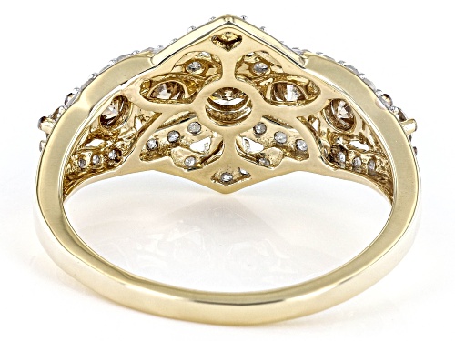 1.20ctw Round Champagne And White Diamond 10k Yellow Gold Band Ring - Size 7