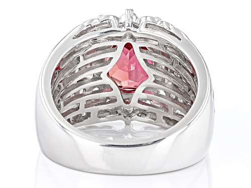 3.50ct Lab Created Padparadscha Sapphire With 0.95ctw Lab White Sapphire Rhodium Over Silver Ring - Size 7