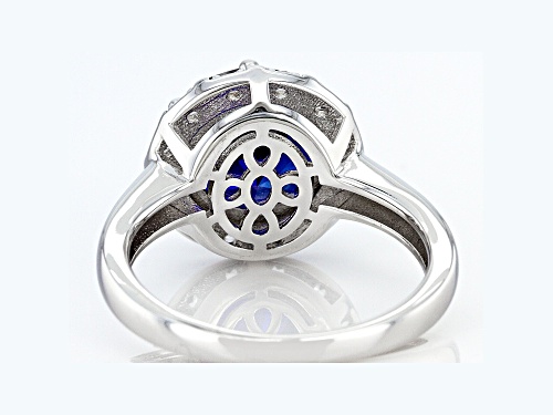 4.00ct Lab Created Blue Sapphire With 0.20ctw Lab Created White Sapphire Rhodium Over Silver Ring - Size 7