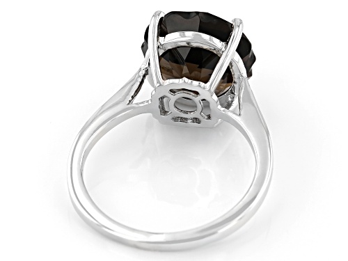 4.76ct Custom Smoky Quartz Rhodium Over Sterling Silver Solitaire Ring - Size 10