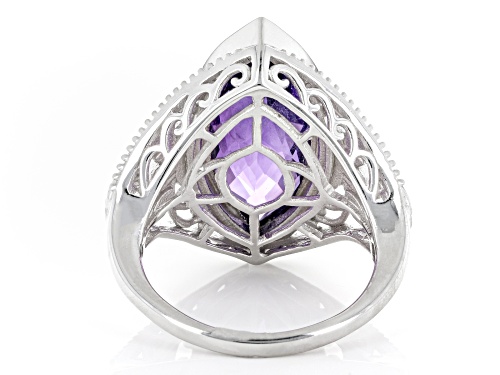 7.20ct Marquise African Amethyst Rhodium Over Sterling Silver Ring - Size 9
