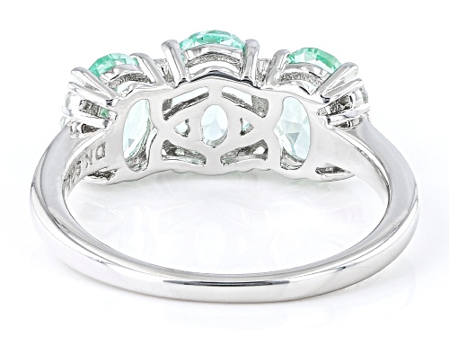 2.35ctw Lab Created Green Spinel And 0.07ctw Lab Created White Sapphire Rhodium Over Silver Ring - Size 8