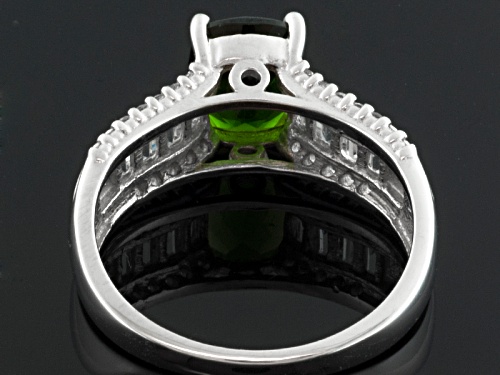 1.74ct Rectangular Cushion Russian Chrome Diopside With .21ctw White Topaz Sterling Silver Ring - Size 12