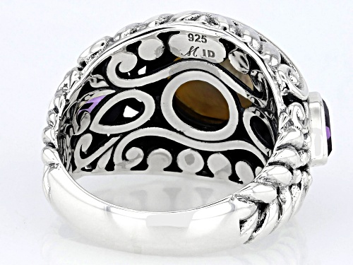 Artisan Collection of Bali™ 10.5-11.5mm White Cultured Mabe Pearl & 1.10ctw Amethyst Silver Ring - Size 12