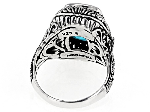 Artisan Collection of Bali™ 5.00ct Paraiba Color Quartz Doublet Sterling Silver Ring - Size 6