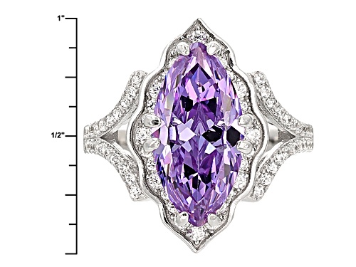 Bella Luce ® 7.01ctw Lavender And White Diamond Simulants Rhodium Over Sterling Silver Ring - Size 7