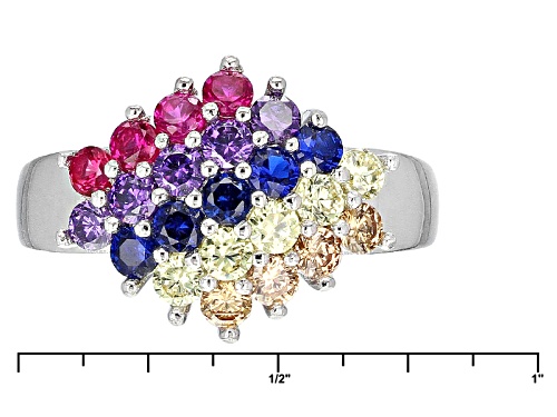 Bella Luce ® 2.19ctw Multicolor Gemstone Simulants Rhodium Over Sterling Silver Ring - Size 8