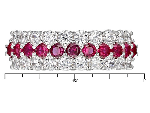 Bella Luce ® 2.95ctw Ruby And White Diamond Simulants Rhodium Over Sterling Silver Ring - Size 7