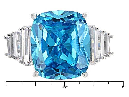 Bella Luce ® 17.32ctw Neon Apatite And White Diamond Simulants Rhodium Over Sterling Silver Ring - Size 7