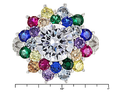 Bella Luce ® 8.39ctw Multicolor Gemstone Simulants Rhodium Over Sterling Silver Ring - Size 11
