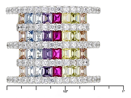 Bella Luce ® 4.42ctw Multicolor Gemstone Simulants Rhodium Over Sterling Silver Ring - Size 5