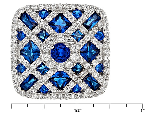 Bella Luce ® 8.09ctw White Diamond Simulant And Lab Created Blue Spinel Rhodium Over Silver Ring - Size 7