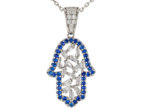 Bella Luce® 1.95ctw Diamond Simulant And Lab Created Blue Spinel Rhodium Over Silver Jewelry Set