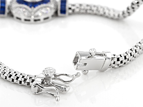 Bella Luce ® 2.42CTW Sapphire & White Diamond Simulants Rhodium Over Sterling Silver Bracelet - Size 8