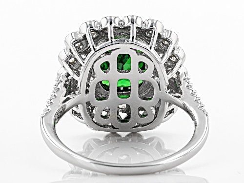 Bella Luce ® 4.84CTW Emerald And White Diamond Simulants Rhodium Over Sterling Silver Ring - Size 5
