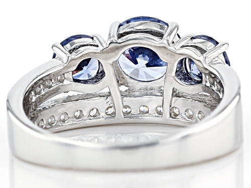 Bella Luce ® Esotica™ 4.11ctw Tanzanite And White Diamond Simulants Rhodium Over Silver Ring - Size 8