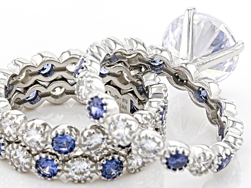 Bella Luce® Esotica™ Tanzanite And White Diamond Simulants Rhodium Over Sterling Silver Ring Set - Size 10