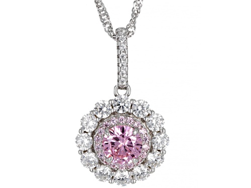 Bella Luce® 5.50ctw Pink And White Diamond Simulants Rhodium Over Sterling Silver Jewelry Set