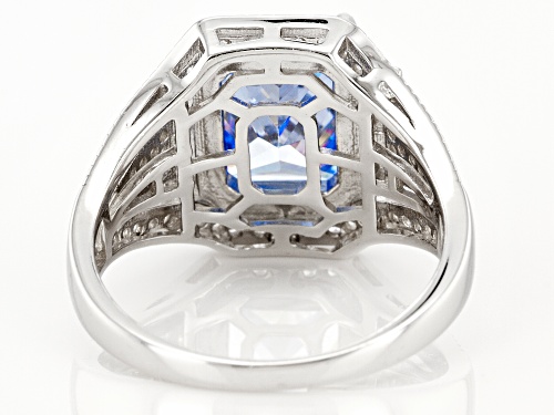 Bella Luce® 6.02ctw Blue And White Diamond Simulants Rhodium Over Silver Ring (4.44ctw DEW) - Size 6