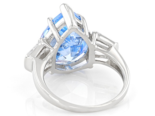 Bella Luce® 13.45ctw Blue And White Diamond Simulants Rhodium Over Silver Ring (7.27ctw DEW) - Size 8