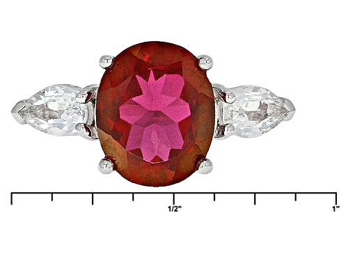 3.40ct Oval Peony™ Mystic Topaz® With .91ctw Pear Shape White Topaz Sterling Silver Ring - Size 12