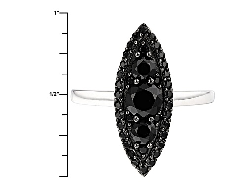 1.10ctw Round Black Spinel Sterling Silver Ring - Size 12