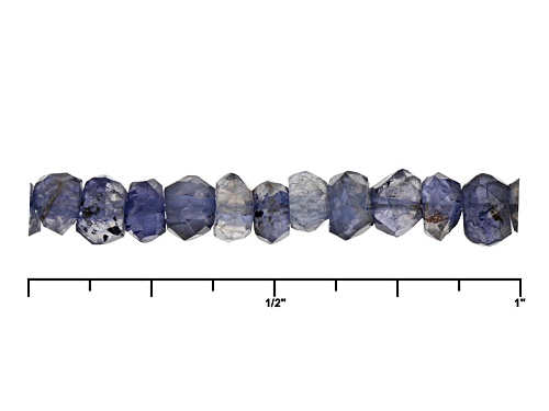 Approximately 24.80ctw Rondelle Iolite Bead Rhodium Over Sterling Silver Necklace - Size 18