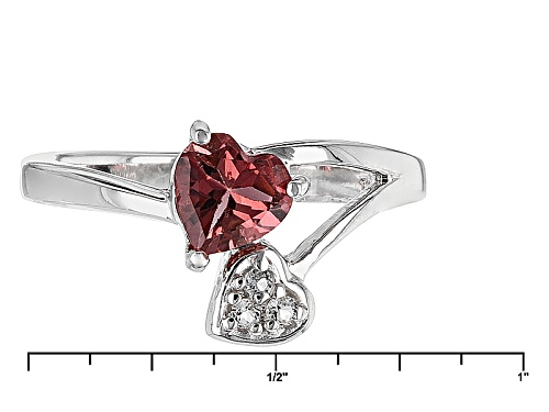 .63ct Heart Shape Rubellite Tourmaline And .04ctw Round White Topaz Sterling Silver Ring - Size 12