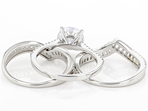 Bella Luce ® 4.90ctw White Diamond Simulant Rhodium Over Sterling Silver Ring With Bands - Size 8