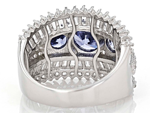 Bella Luce® Esotica™ 6.93ctw Tanzanite And White Diamond Simulants Rhodium Over Silver Ring - Size 7