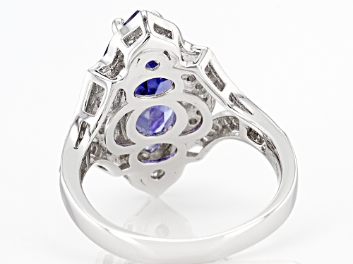 Bella Luce® Esotica™ 6.60ctw Tanzanite And White Diamond Simulants Rhodium Over Sterling Silver Ring - Size 8