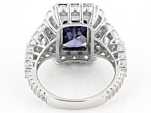 Bella Luce® Esotica™ 15.06ctw Tanzanite And White Diamond Simulants Rhodium Over Silver Ring - Size 7
