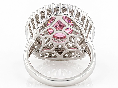 Bella Luce® 8.50ctw Pink And White Diamond Simulants Rhodium Over Sterling Silver Ring(5.15ctw DEW) - Size 7
