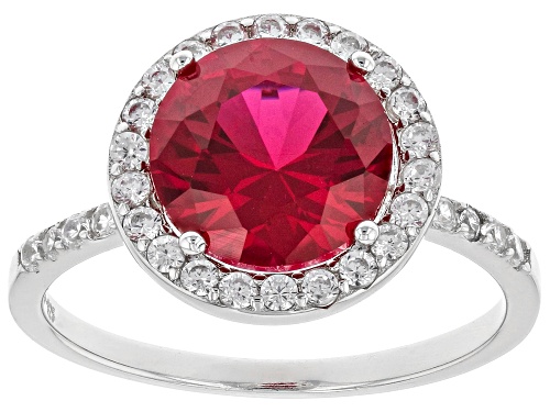Bella Luce® 7.57ctw Lab Created Ruby And White Diamond Simulants Rhodium Over Silver Jewelry Set