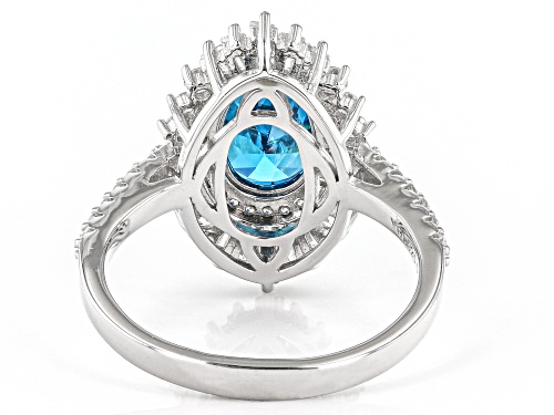 Bella Luce® Esotica™ 4.73ctw Neon Apatite And White Diamond Simulants Rhodium Over Sterling Ring - Size 11