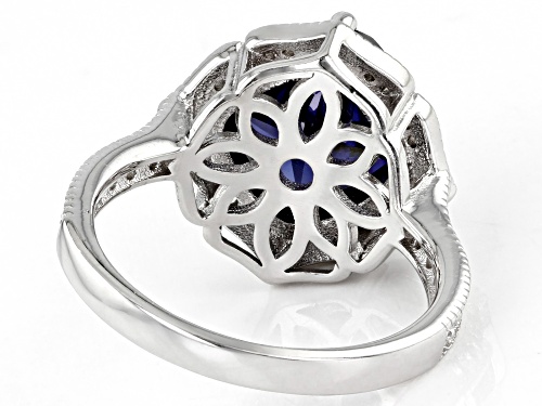 Bella Luce® Esotica™ 6.60ctw Tanzanite & White Diamond Simulants Rhodium Over Silver Ring - Size 5