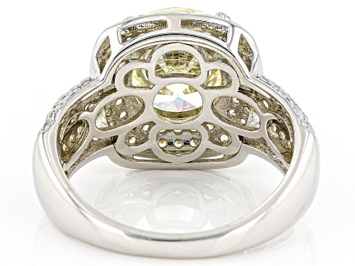 Bella Luce® 6.95ctw Canary And White Diamond Simulants Rhodium Over Sterling Silver Ring - Size 5