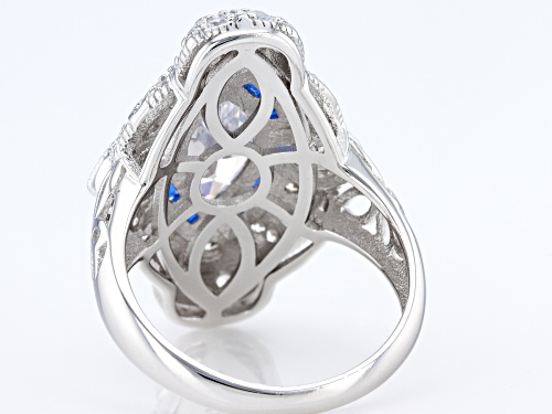 Bella Luce® 4.42ctw Lab Created Blue Spinel And White Diamond Simulants Rhodium Over Silver Ring - Size 8