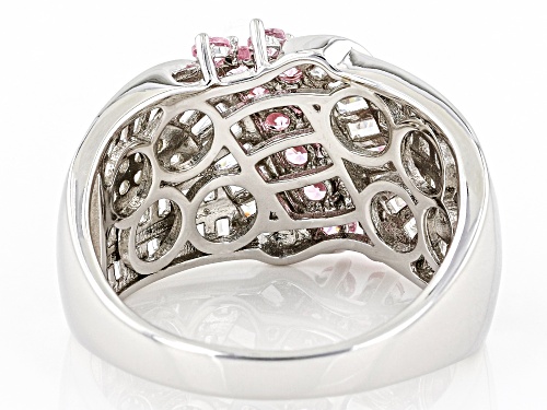 Bella Luce® 3.09ctw Pink And White Diamond Simulants Rhodium Over Sterling Silver Ring(1.87ctw DEW) - Size 5