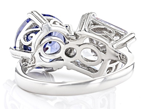 Bella Luce® Esotica™ 13.14ctw Tanzanite And White Diamond Simulants Rhodium Over Silver Ring - Size 7
