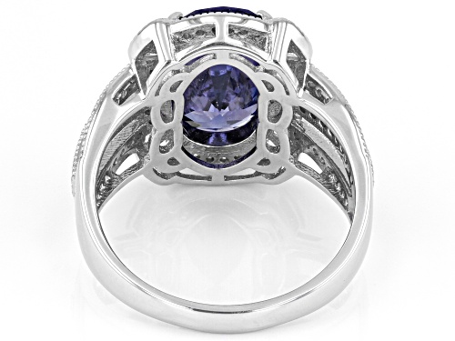 Bella Luce® Esotica™ 7.41ctw Tanzanite and White Diamond Simulants Rhodium Over Sterling Silver Ring - Size 6