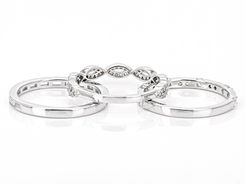 Bella Luce® 2.20ctw White Diamond Simulant Rhodium Over Sterling Silver Ring Set (1.33ctw DEW) - Size 6