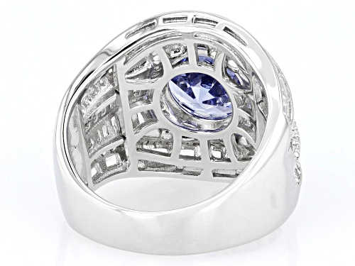 Bella Luce® Esotica™ 10.15ctw Tanzanite And White Diamond Simulants Rhodium Over Silver Ring - Size 6