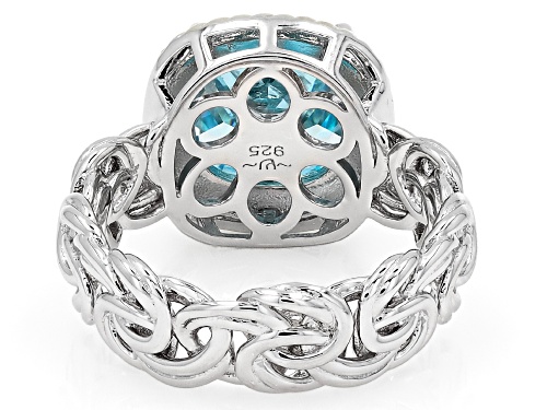 Bella Luce® 6.08ctw Aquamarine Simulant Rhodium Over Sterling Silver And Eterno™ Yellow Ring - Size 5