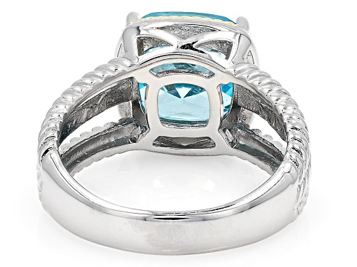 Bella Luce® 6.08ctw Aquamarine Simulant Rhodium Over Sterling Silver And Eterno™ Yellow Ring - Size 8