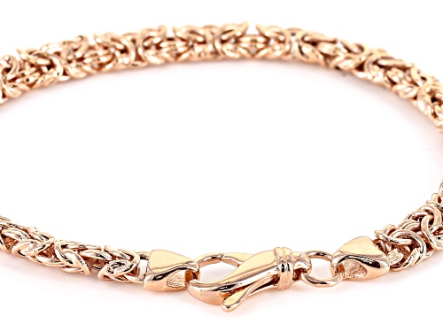 Moda Al Massimo® 18k Rose Gold Over Bronze Flat Byzantine Link Chain & Braceelet Set Of 2