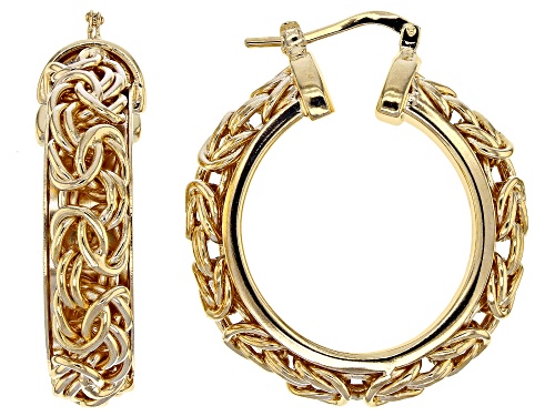 Moda Al Massimo® 18k Yellow Gold Over Bronze Byzantine Link 20 Inch Necklace And Hoop Earring Set