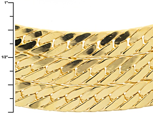 Moda Al Massimo® 18k Yellow Gold Over Bronze Collar Style Herringbone Link 19 Inch Necklace - Size 19