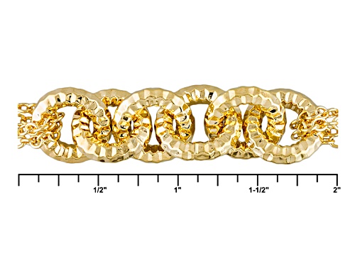 Moda Al Massimo® 18k Yellow Gold Over Bronze Diamond Cut Cable Link Station 8 Inch Bracelet - Size 8